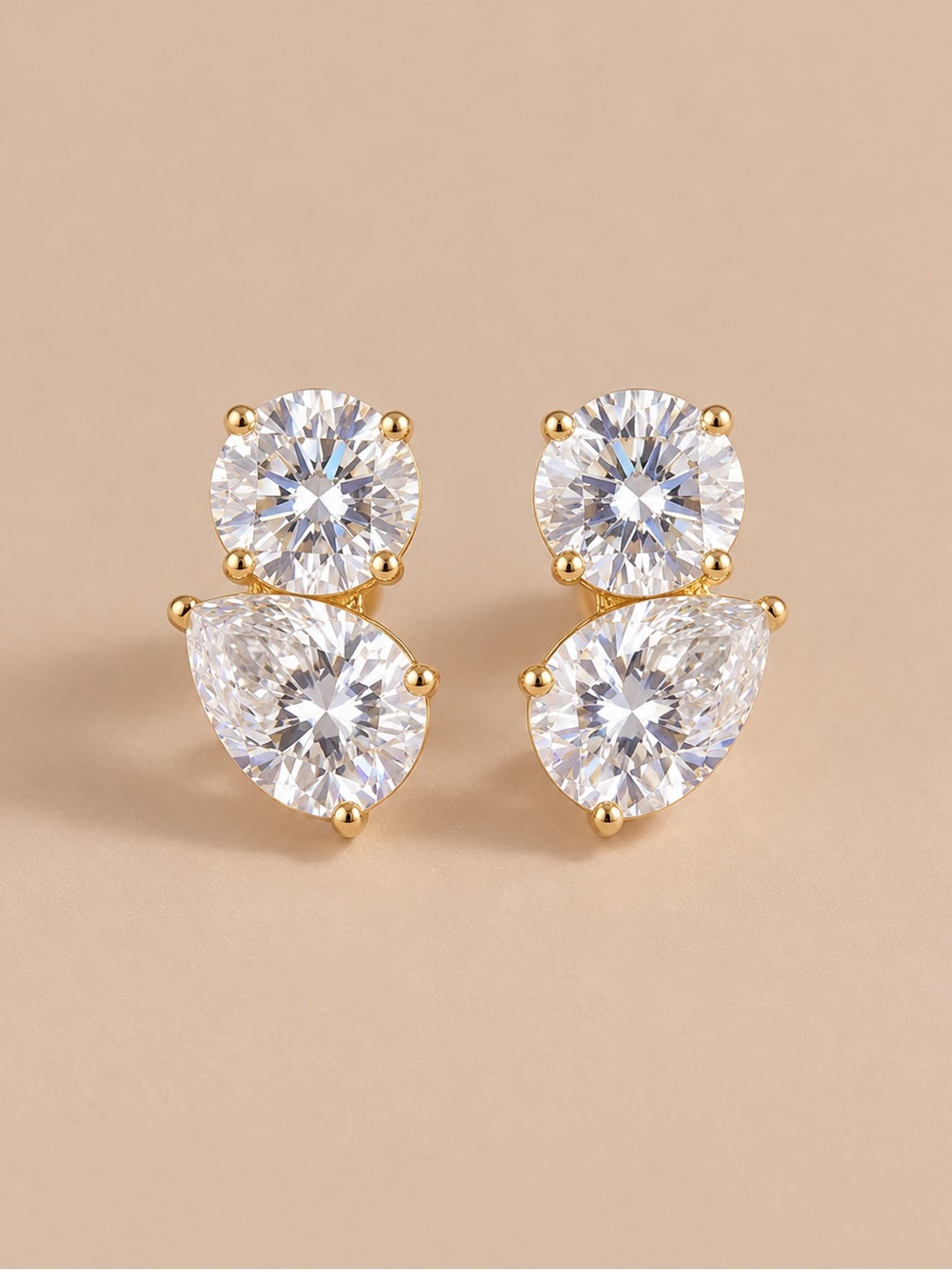 Double Stone Stud Earrings D252